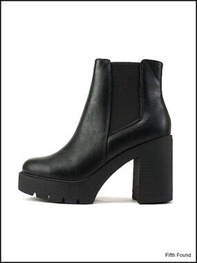 Women's Lug Sole Chelsea Ankle Boot High Heel Elastic Gore